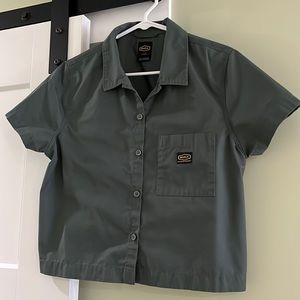 RVCA button up crop top Sz M